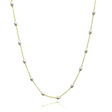 COLLAR PERLA SINTE TICA OVALADA ENCHAPADO ORO 18K - 4