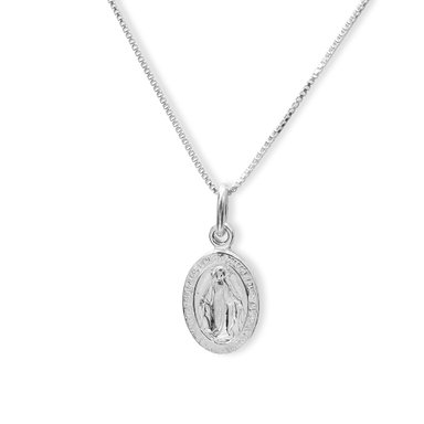 COLLAR MEDALLA VIRGEN RAYOS VENECIANA PLATA FINA 925 - 1