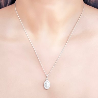 COLLAR MEDALLA VIRGEN RAYOS VENECIANA PLATA FINA 925 - 3
