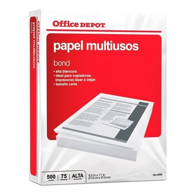 RESMA CARTA 70 G/M2 500 HOJAS COLOR BLANCO OFFICEDEPOT - 1