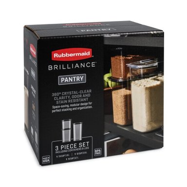 SET DE 3 CONTENEDORES HERMÉTICOS RUBBERMAID BRILLIANCE DE 1.8 L, 2.8 L Y 3.7 L - 3