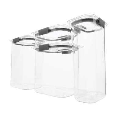 SET DE 4 CONTENEDORES HERMÉTICOS RUBBERMAID BRILLIANCE DE 760 ML, 1.5 L, 2.8 L Y 3.7 L - 2