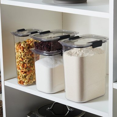 SET DE 4 CONTENEDORES HERMÉTICOS RUBBERMAID BRILLIANCE DE 760 ML, 1.5 L, 2.8 L Y 3.7 L - 4