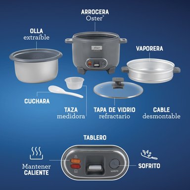 ARROCERA 3 EN 1 OSTER 10 TAZAS DIAMOND FORCE CKSTRC10DFSKE - 10