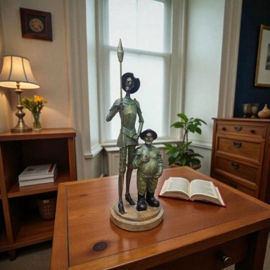 QUIJOTE DE LA MANCHA Y SANCHO 35 CM | Bronce - 7