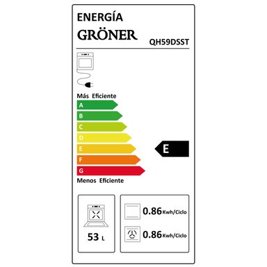 HORNO ELÉCTRICO GRONER EMPOTRABLE 59L QH59DSST INOX TOUCH TRIPLE VIDRIO 10F - 6