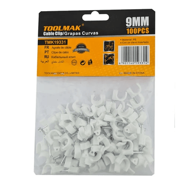 GRAPA GRAMPA RG6 CABLE 9MM BLANCO 100 UNIDADES TOOLMAK TMK19331 - 1