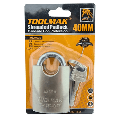 CANDADO DE SEGURIDAD CON PROTECCION ACERO 40MM TOOLMAK TMK19226 - 2