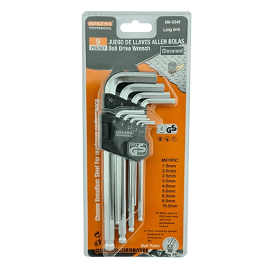 SET JUEGO LLAVES MEDIANAS ALLEN HEXAGONAL 9 PIEZAS MAKAWA MK0349 - 1