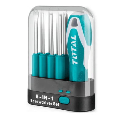 SET HERRAMIENTAS TOTAL DESTORNILLADORES THT250906 9 PIEZAS PUNTA INTERCAMBIABLE - 1