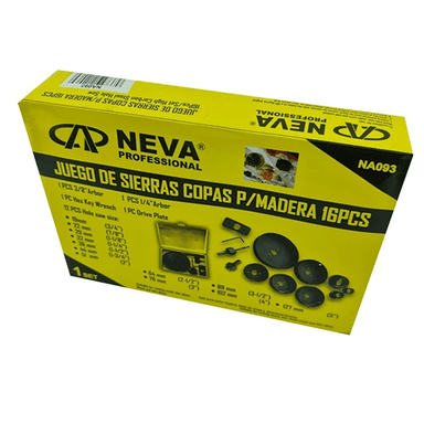 KIT JUEGO HOJA BROCA SIERRA COPA PARA MADERA 16 PIEZAS NEVA NA093 - 4