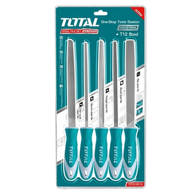 KIT SET JUEGO DE LIMAS DE ACERO 5 PIEZAS 8 PULGADAS TOTAL THT918516 - 1