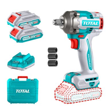 TALADRO PISTOLA LLAVE IMPACTO 20V CARG+ 2BAT TOTAL TIWLI2040 - 1