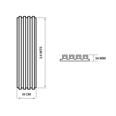 PANEL PVC REVESTIMIENTO MUROS Y CIELOS 2,6MT X 16CM X 24MM BICOLOR - 3