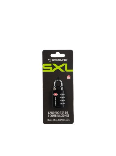CANDADO PARA MALETA CON 4 DIALES TSA SAXOLINE NEGRO - 1