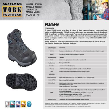 SKECHERS BOTIN MUJER SEGURIDAD POMERIA GRIS TAMAÑO 35 - 5