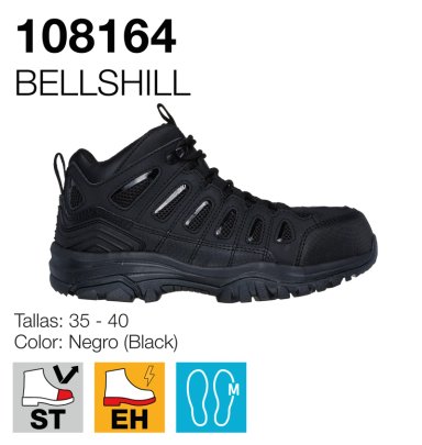 SKECHERS BOTIN MUJER SEGURIDAD BELLSHILL NEGRO - 6