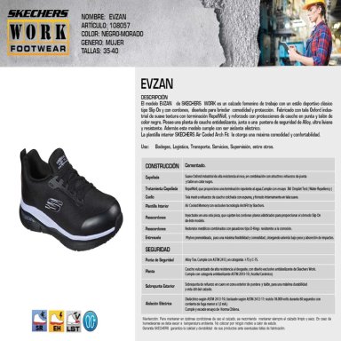 SKECHERS ZAPATILLA MUJER SEGURIDAD EVZAN MORADO - 5