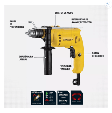 TALADRO PERCUTOR STANLEY SDH600-B2C 600 W - 8