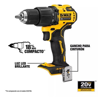 SET TALADRO PERCUTOR DEWALT ATOMIC 1/220V+2 BAT DCD709D2-B2 - 2