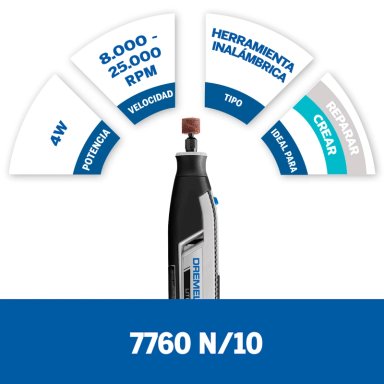GRABADOR ELÉCTRICO DREMEL LITE 7760 INALAMBRICO 10 ACS 3.6 V 8000 A 25000 RPM - 2