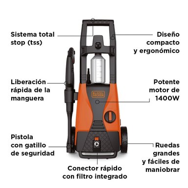 HIDROLAVADORA ALTA PRESIÓN DE 1512 PSI 1400W BLACK+DECKER - 2