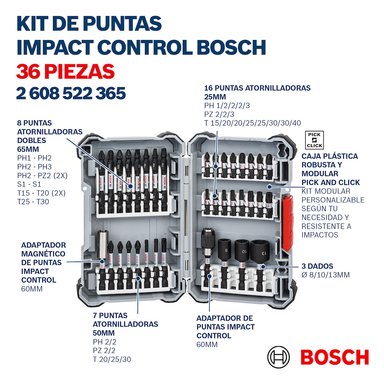 SET DE 36 PUNTAS IMPACT CONTROL BOSCH - 8