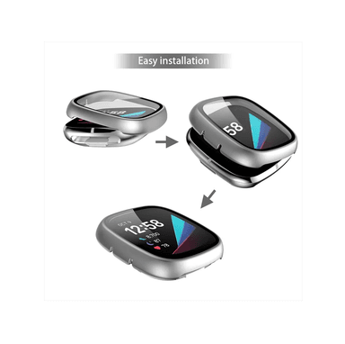 PROTECTOR CARCASA CON VIDRIO PARA FITBIT VERSA 3 / SENSE -TRANSPARENTE - 2