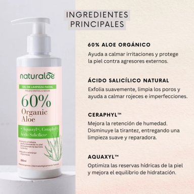 GEL LIMPIADOR ROSTRO NATURALOE PIEL MIXTA A SECA 250 ML - 3