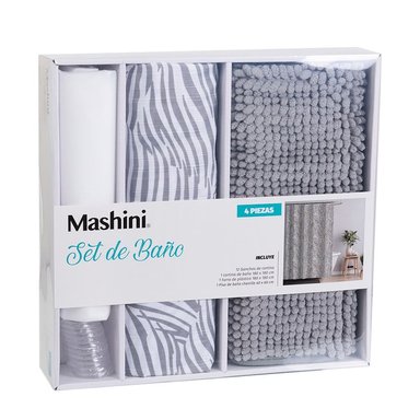 SET CORTINA BAÑO 4 PIEZAS CAJA MASHINI ISIOLO - 3