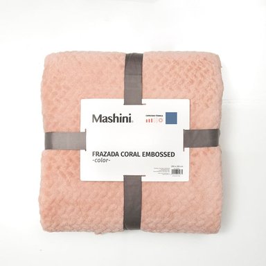 FRAZADA CORAL EMBOSSED 1.5 PLAZAS ROSADO - 3