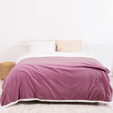 FRAZADA POLAR-SHERPA LISA 1.5 PLAZAS MALVA - 1