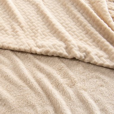 FRAZADA CORAL EMBOSSED 2 PLAZAS BEIGE - 2
