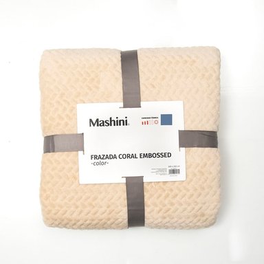 FRAZADA CORAL EMBOSSED 2 PLAZAS BEIGE - 3
