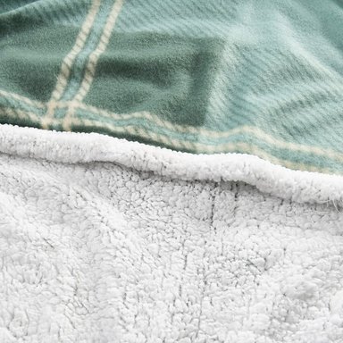 FRAZADA POLAR-SHERPA ESTAMPADA 1.5 PLAZAS TARTAN VERDE - 2