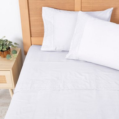 SABANA BRODERIE GEO 2 PLAZAS EN COLOR BLANCO - 1