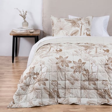 QUILT ESTAMPADO BIRDS 1.5 PLAZAS CAMEL - 1