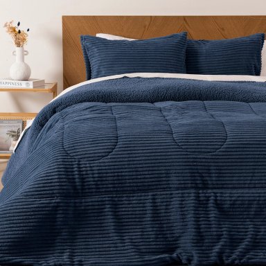 PLUMON CORDUROY CORAL SHERPA SUPER KING AZUL - 2