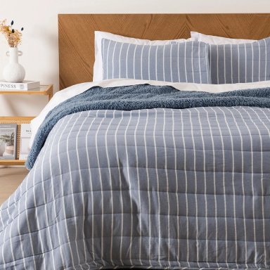 QUILT PALMA CATIONIC SHERPA S. KING AZUL - 1