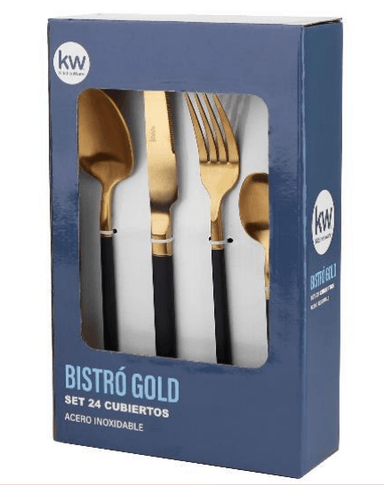 SET 24 PIEZAS DE CUBIERTOS CUBERTERIA BISTRÓ GOLD - 1