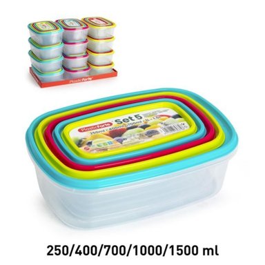 SET 5 FIAMBRERA RECTANGULAR URBAN 250/400/700/1000/1500 ML - 1