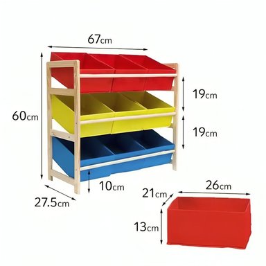 ESTANTE INFANTIL ORGANIZADOR DE JUGUETES REPISA 64X28.5X60CM - 3