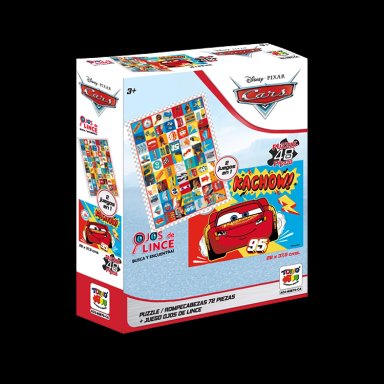 2 EN 1 PUZZLE 48 + OJOS DE LINCE 70 PIEZAS - CARS - 1