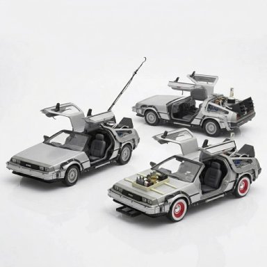 PACK X3 DELOREAN VOLVER AL FUTURO TRILOGIA WELLY 1:24 - 1