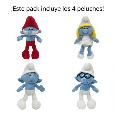 PACK X4 PELUCHES PITUFOS COLECCION COMPLETA - 5