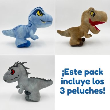 PACK X3 PELUCHES JURASSIC WORLD COLECCION COMPLETA - 5