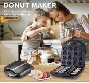 MAQUINA PARA HACER 16 MINI DONAS ROSQUILLAS ANTIADHERENTE COLOR NEGRO - 1