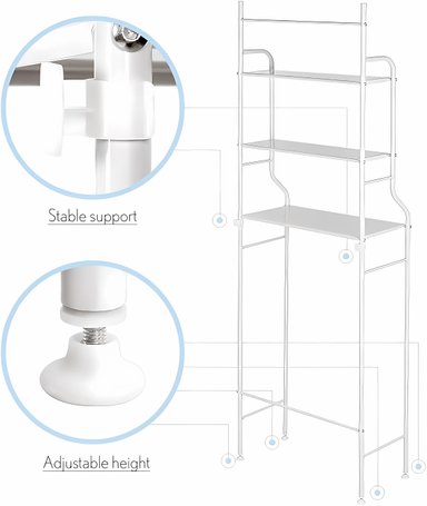 ESTANTE IRM CLASICO METAL MUEBLE ORGANIZADOR BAÑO 3 NIVELES REPISA BLANCO - 2