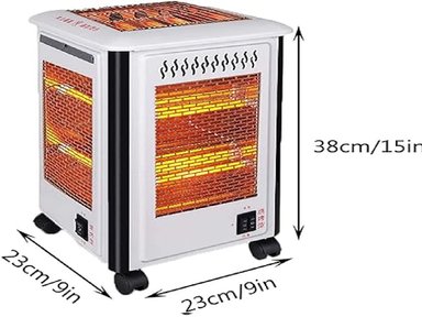 ESTUFA CALEFACTOR 5 LADOS CUARZO HALÓGENO 2000W OMNIDIRECCIONAL RUEDAS - 5