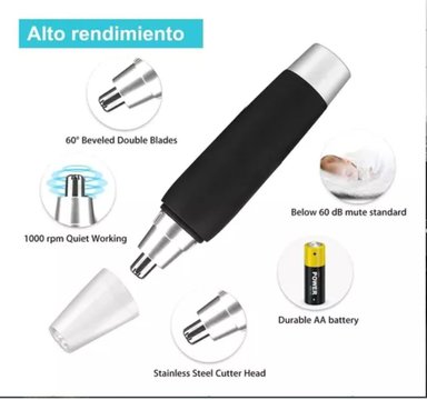 SET MÁQUINA MULTIFUNCIONAL AFEITADORA BARBA NARIZ Y OREJA RECARGABLE - 4